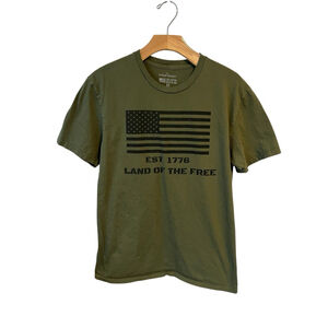 General Standard T Shirt Mens Green Land Of The Free Flag Logo